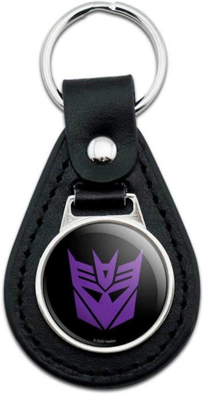 GRAPHICS & MORE Black Leather Transformers Decepticon Symbol Keychain Multi-color available build - Image 1