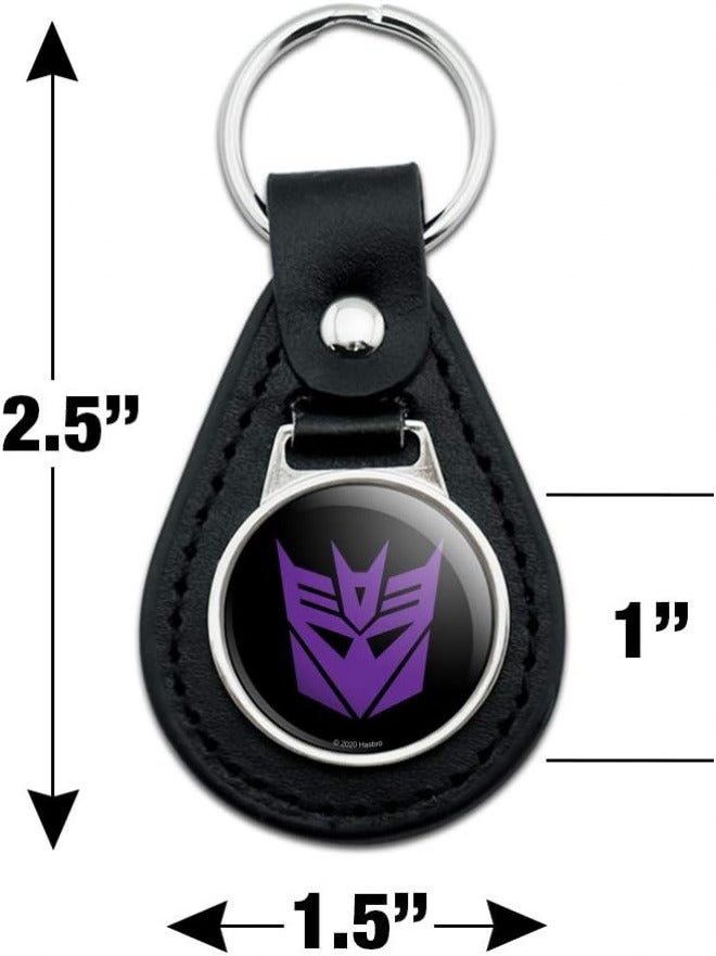 GRAPHICS & MORE Black Leather Transformers Decepticon Symbol Keychain Multi-color available build - Image 2