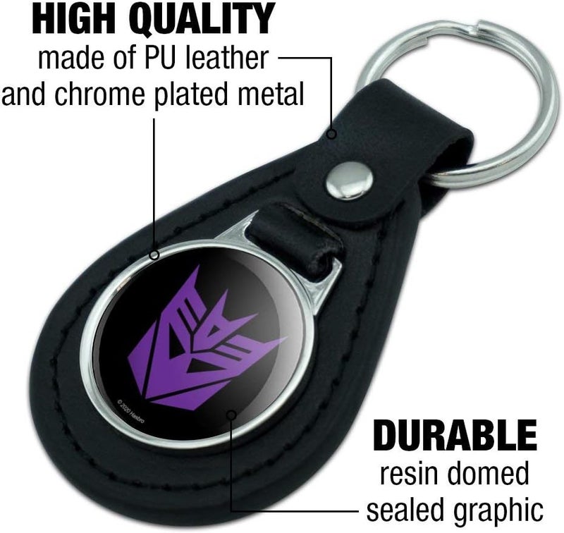 GRAPHICS & MORE Black Leather Transformers Decepticon Symbol Keychain Multi-color available build - Image 5