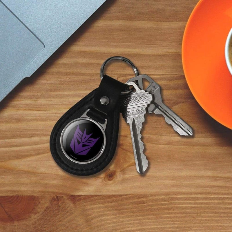 GRAPHICS & MORE Black Leather Transformers Decepticon Symbol Keychain Multi-color available build - Image 4