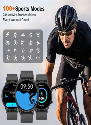 PEJE Smart Watch,1.39" HD Display,Prayer Alerts & Arabic Support, SpO2/Heart Rate/Sleep Monitor,120+ Sports Modes, IP68 Waterproof,Bluetooth Calling + Extra Strap-Compatible with iOS & Android (Black) - view 2