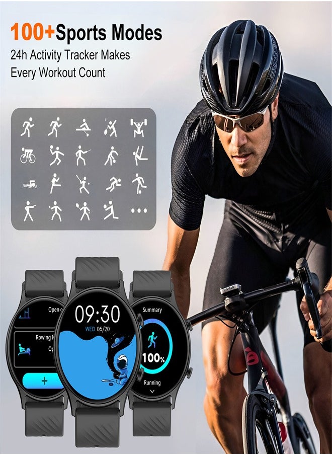 PEJE - PEJE Smart Watch,1.39" HD Display,Prayer Alerts & Arabic Support, SpO2/Heart Rate/Sleep Monitor,120+ Sports Modes, IP68 Waterproof,Bluetooth Calling + Extra Strap-Compatible with iOS & Android (Black) - Image 1