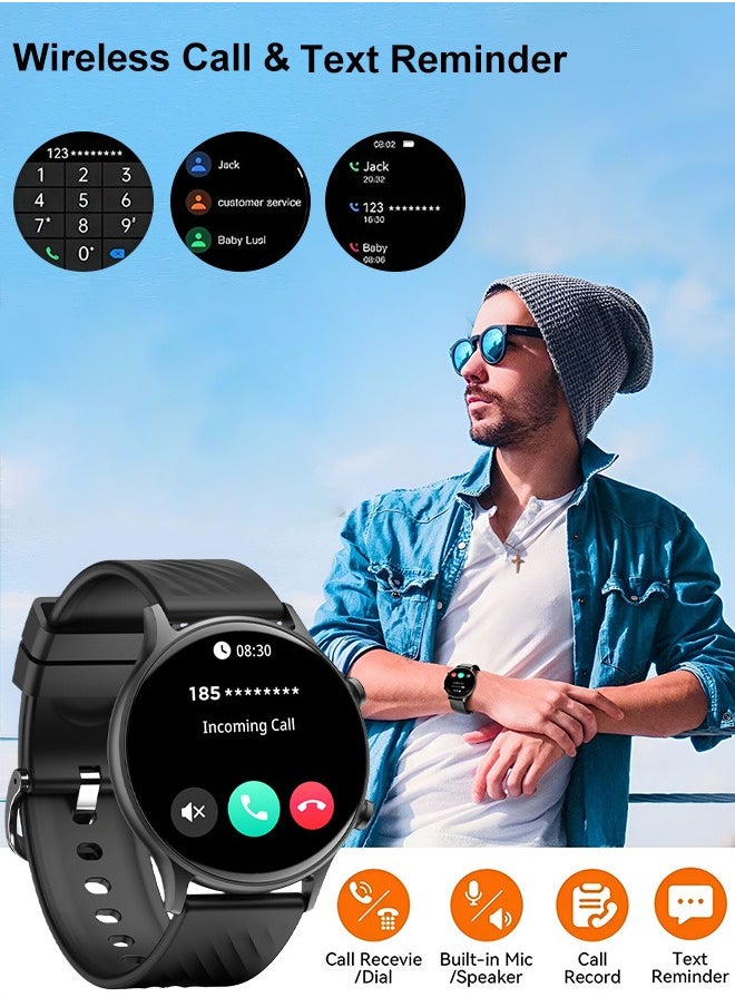 PEJE - PEJE Smart Watch,1.39" HD Display,Prayer Alerts & Arabic Support, SpO2/Heart Rate/Sleep Monitor,120+ Sports Modes, IP68 Waterproof,Bluetooth Calling + Extra Strap-Compatible with iOS & Android (Black) - Image 1
