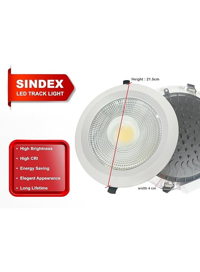 مصباح سقف LED COB بقوة 30 واط | مقاس الجسم 220 × 50 مم، لون أبيض دافئ | مقاس القطع 200 مم، وحدة إضاءة سقف غائرة - موفرة للطاقة، عالية السطوع - غلاف أبيض للاستخدام المنزلي والتجاري (3000 كلفن) - Image 4