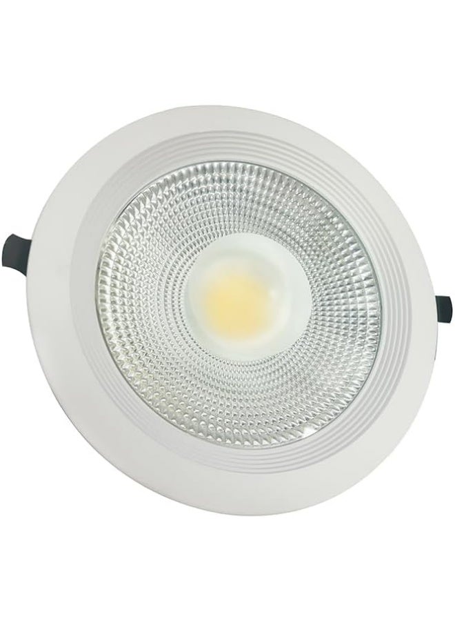 مصباح سقف LED COB بقوة 30 واط | مقاس الجسم 220 × 50 مم، لون أبيض دافئ | مقاس القطع 200 مم، وحدة إضاءة سقف غائرة - موفرة للطاقة، عالية السطوع - غلاف أبيض للاستخدام المنزلي والتجاري (3000 كلفن) - Image 1