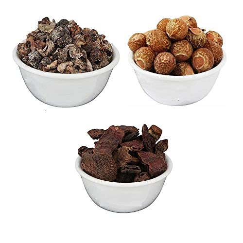 Bague Natural Organic Whole Dried Amla Reetha Shikakai Raw Form Combo Pack Chemical Free Soapnuts aritha nuts Acacia Concinna ground ((reeta, shikakai, amla (Each 200 grams)) - Image 1