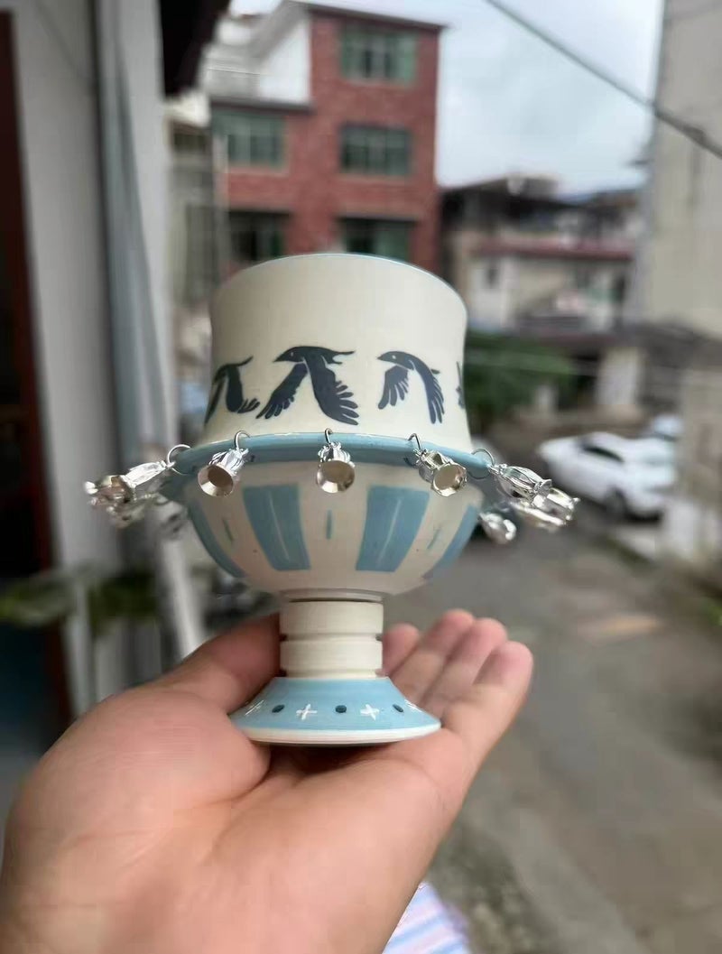 Jingdezhen Handcrafted Animated Flying Bird Ceramic Cup – Rotating Kinetic Art Mug, 1280°C Fired, Hand-Painted Underglaze, Lead-Free, Unique Eid & Ramadan Gift for Coffee & Tea Lovers - Green deer style (with gift box, tote bag, and card) - Image 3