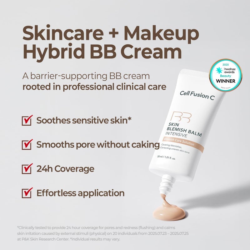 Cell Fusion C Skin Blemish Balm No.23 Signature Beige - Light/Medium, Lightweight BB Cream with Ceramide, Tinted Moisturizer for Sensitive Skin, SPF-Free, Korean Makeup, 1.01 fl.oz. - Image 3