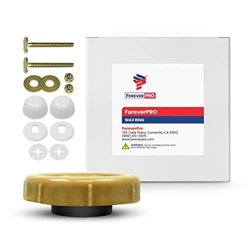 ForeverPRO WRFT02 Universal Extra Thick Toilet Wax Ring Replacement Kit for Floor Outlet Toilet Bowl with Black Rubber Flange Funnel Water Tight Seal Gasket Accommodates 3 Inch and 4 Inch Waste Lines - Image 1