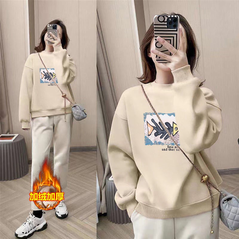 [Baby Velvet] Velvet Thickened 2023 Printed Korean Style Loose Casual Sweater Warm Clothes For Women - Image 2