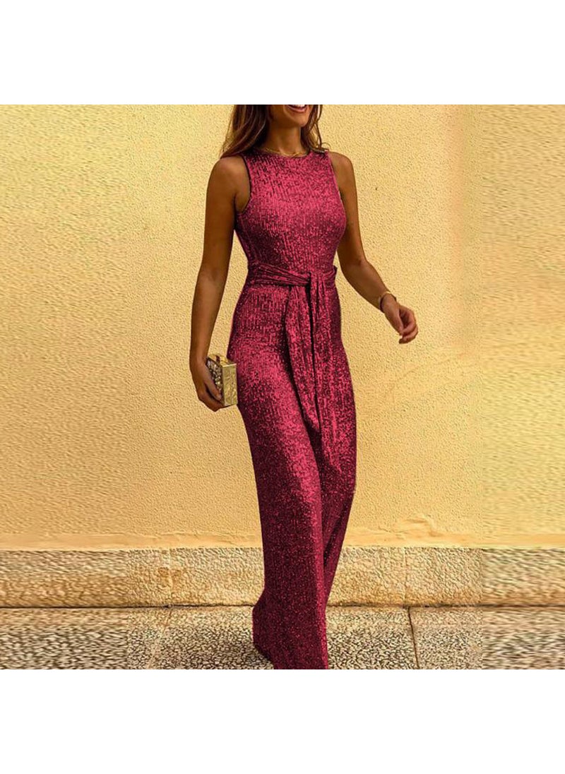 Generic 2024 Sequin Silver Dot Jumpsuit Women wine red [48 hours delivery]] 