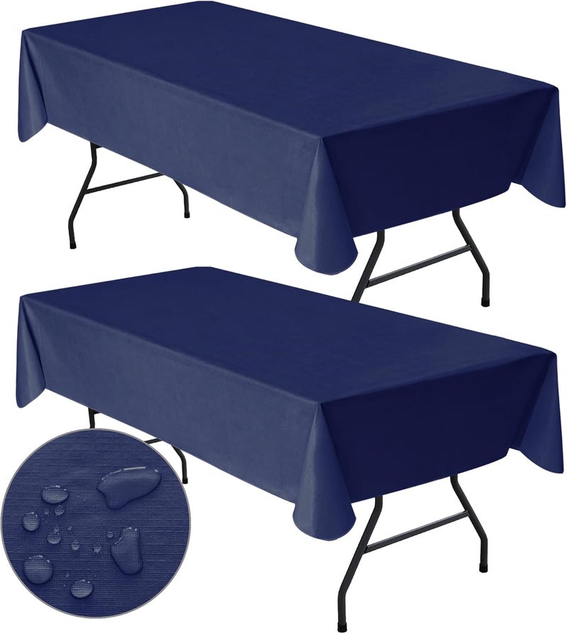 Nasitos 2 Pack Vinyl Tablecloth Rectangle 60x120 Inch-100% Waterproof Spillproof Plastic Navy Table Cloth, Wipeable Plastic Table Cover for Dining Table, Buffet Parties, Special Events and Camping - Image 1