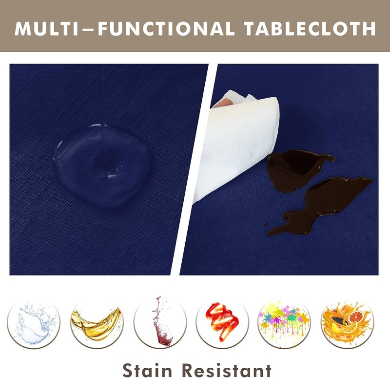 Nasitos 2 Pack Vinyl Tablecloth Rectangle 60x120 Inch-100% Waterproof Spillproof Plastic Navy Table Cloth, Wipeable Plastic Table Cover for Dining Table, Buffet Parties, Special Events and Camping - Image 2