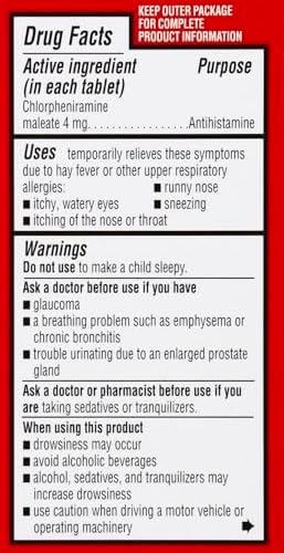 Leader 4 Hour Allergy Relief Chlorpheniramine Maleate 4 mg Tablets FastActing Relief for Sneezing Runny Nose Itchy Eyes Allergies 100 Tablets - Image 2