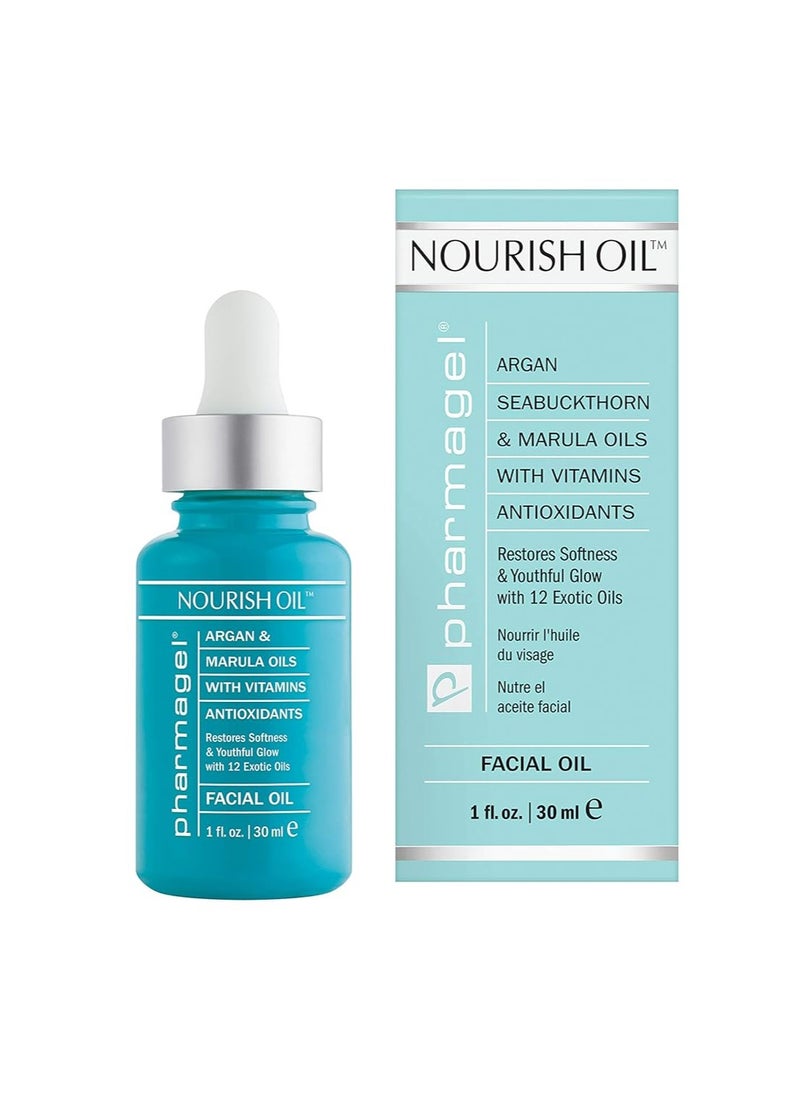 Pharmagel Pharmagel Nourish Facial Oil | Anti Aging Face Oil with 12 Exotic Oils including Avocado and Rosemary Seed | Dry Skin Relief | 1.0 fl. oz.  - Image 1