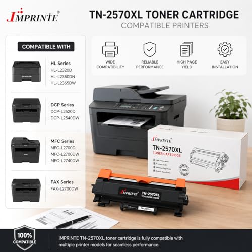 IMPRINTE TN-2570XL Toner Cartridge Compatible for use in HL-L2400D, HL-L2440DW, HL-L2460DN, HL-L2460DW, DCP-L2605DW, DCP-L2640DW, DCP-L2680DW Printers - Image 4