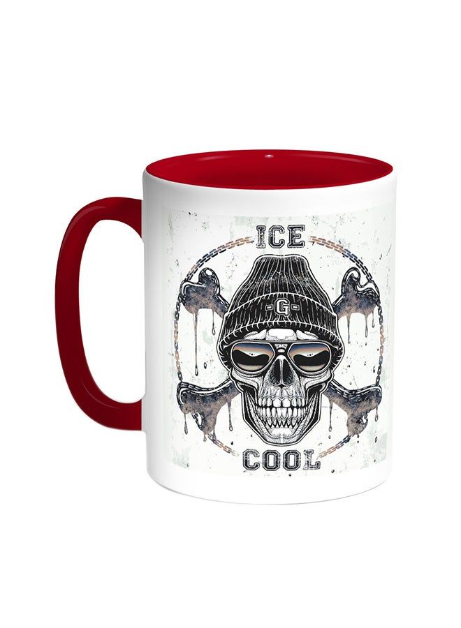 RKN Skull Iced Printed Coffee Mug Red/White 11ounce - Image 2
