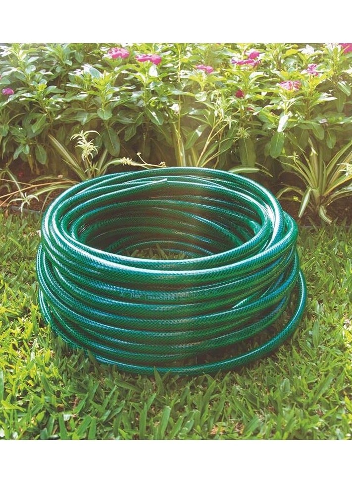 TRAMONTINA - 25m Flex Garden Hose in Green with 3-Layers PVC Fiber and Braided Polyester Cord - Image 1