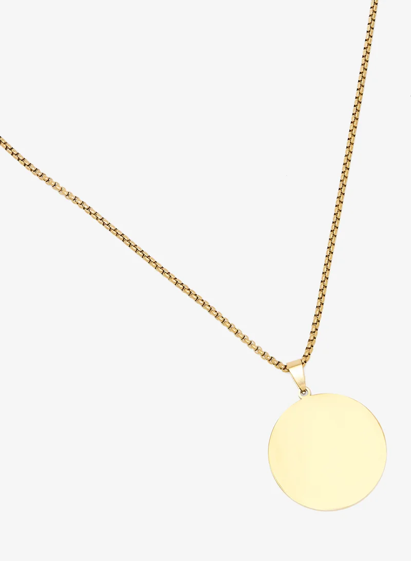 Seventy Five Textured Round Pendant Necklace