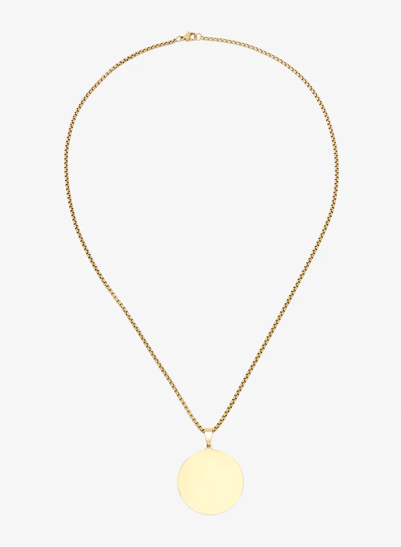 Textured Round Pendant Necklace