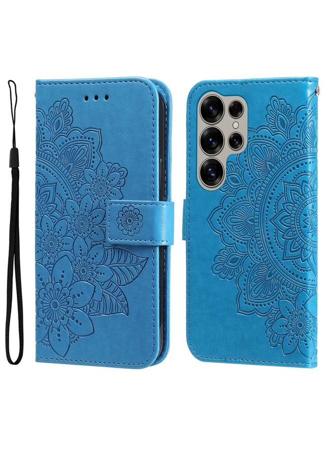 S-TOP Case For Samsung Galaxy S25 Ultra 5G Seven-petal Flowers Embossing Leather Phone Case