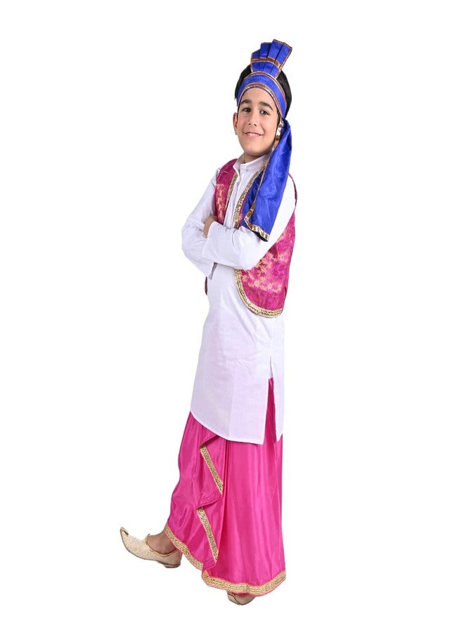 DESI ANDAAZ Punjabi Costume Dress Folk Dance Boys Set of 4(Kurta,Lungi,Jacket& Turra) Indian State Giddha Baisakhi Bhangra Dance Dress for Kids - Image 4