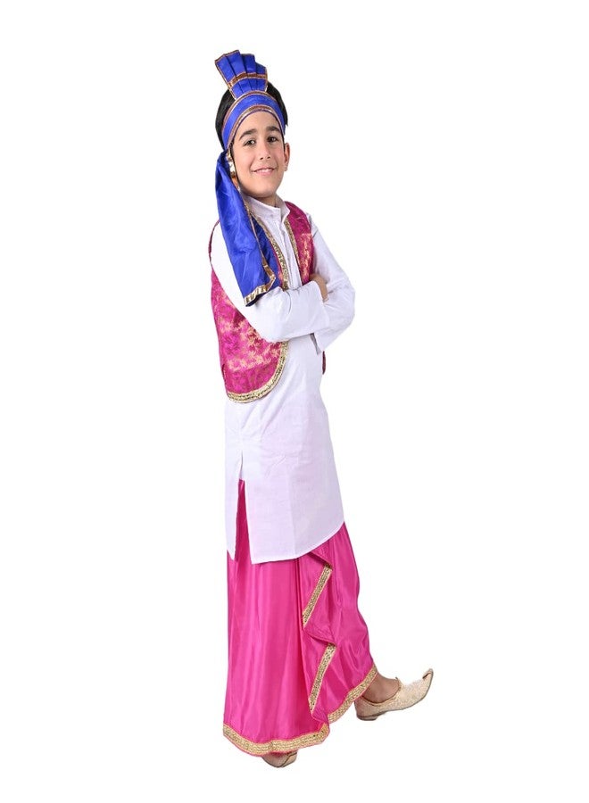 DESI ANDAAZ Punjabi Costume Dress Folk Dance Boys Set of 4(Kurta,Lungi,Jacket& Turra) Indian State Giddha Baisakhi Bhangra Dance Dress for Kids - Image 3