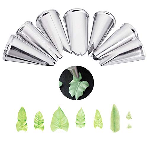 Markeny 7 Pieces Large Piping Tips Set, 3Pieces Russian Grass Cream Tips DIY Decor Baking Tool and 7 Pieces leaf Stainless Steel Piping Nozzles Kit(17 Pieces) - Image 3