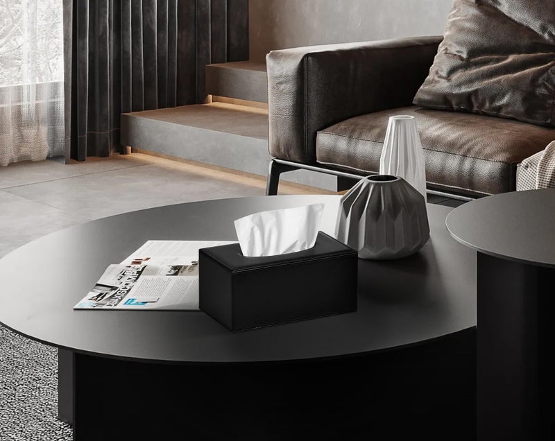 Colylan Tissue Box Cover Rectangular Tissue Box Holder for Bathroom (Black) - Image 3
