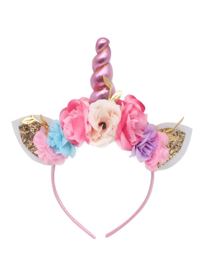 NIBEMINENT Unicorn Horn Flower Crown Headband Gold