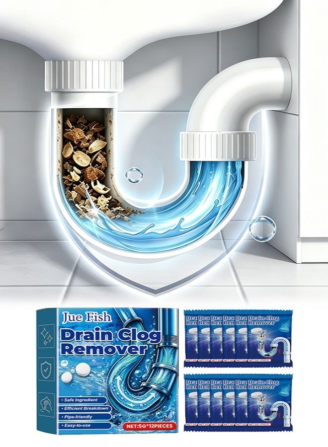 JUE FISH Drain Clog Remover Powder, Sink Pipe Dredging Cleaning Agent - Image 1