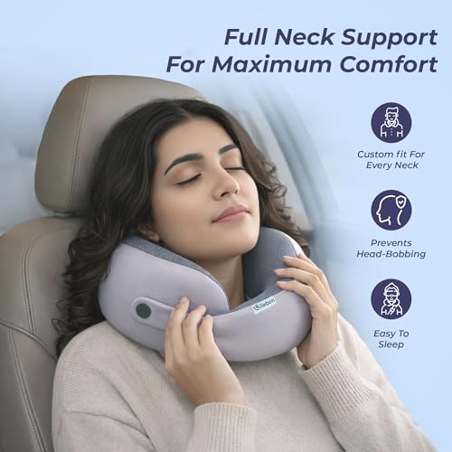Billebon Memory Foam Neck Pillow, Snake Shape Travel Pillow with Snap Button, Neck Pillow for Travelling & Flight Travel, Ergonomic Support for Comfort & Pain Relief(Grey Single) - Image 5