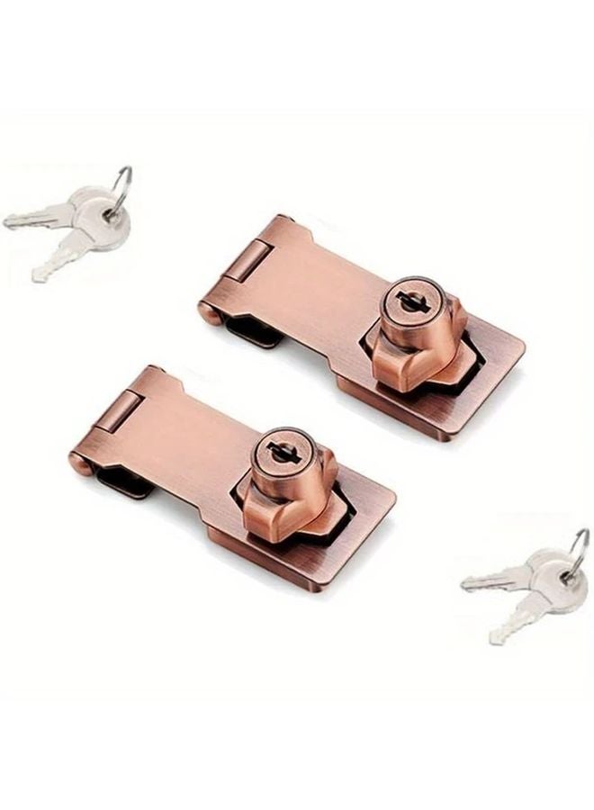 Bronze 2pcs 3inch Keyed Hasp Lock Stainless Steel Safety Lock For Small Doors Cabinets - Image 1