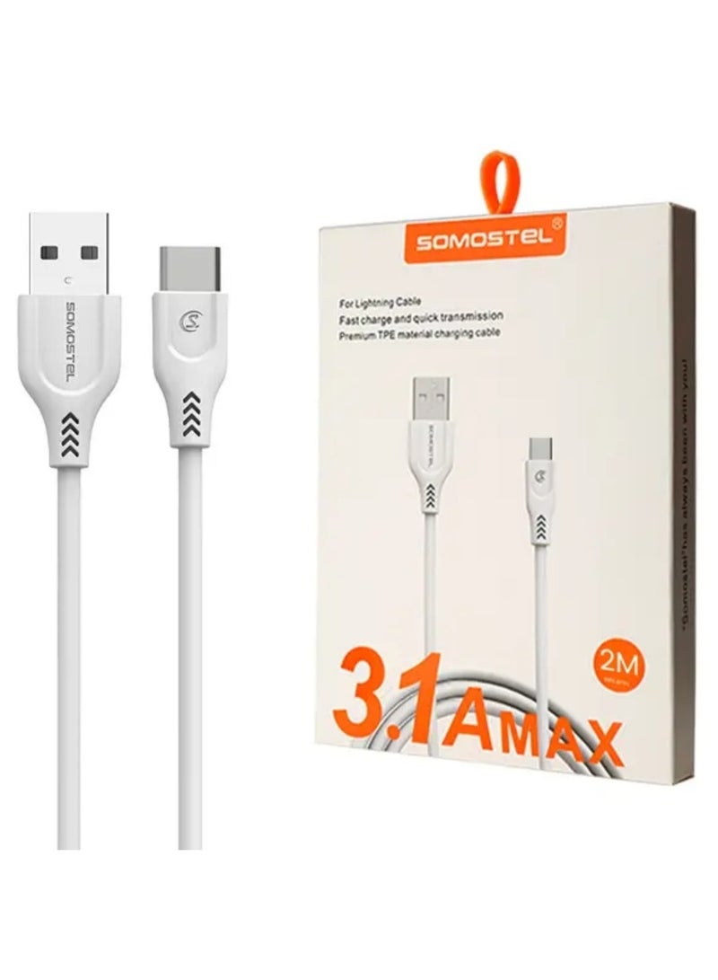SOMOSTEL Type C Charging Cable with Data Transmission 2 Meters Long - Image 3