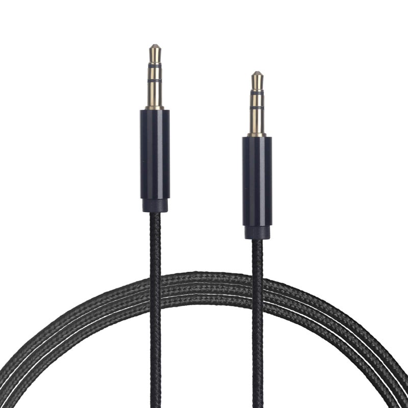 ENUODA Aux Cord 3.5mm Nylon Braided Aux Cable for Headphones Male to Male Stereo Audio Cable, 3.3FT, Black - Image 1