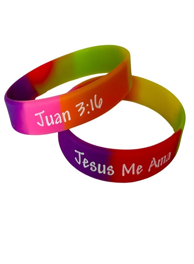 بيبليبانز مجموعة من ٥٠ سوارًا مسيحيًا إسبانيًا - أساور سيليكون "Jesús Me Ama" / خوان ٣:١٦ - Image 1
