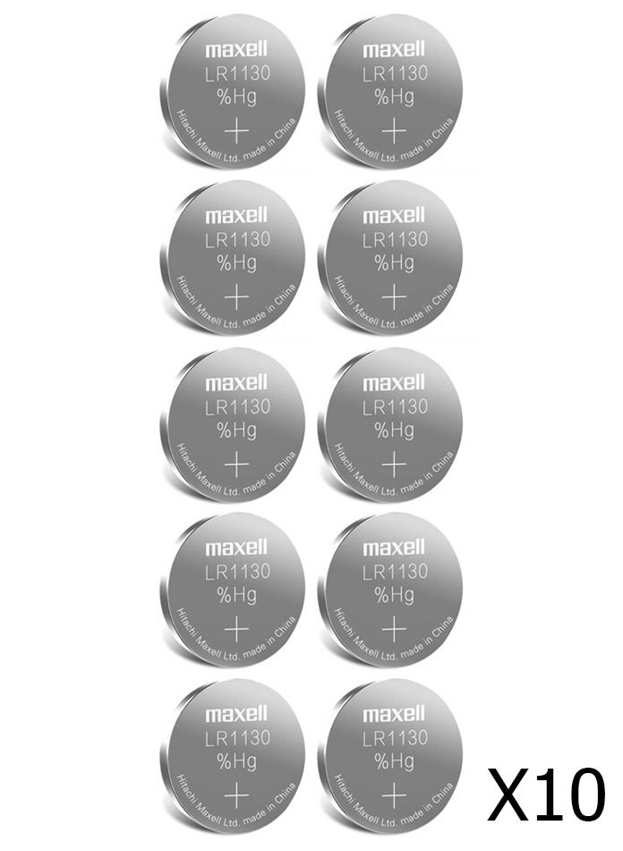 Maxell LR1130 Alkaline Cell Battery Pack of 10 - Image 1