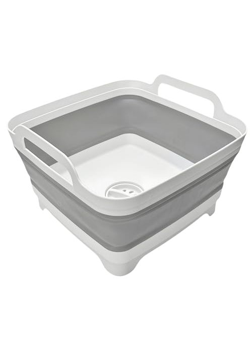 MontNorth MontNorth Collapsible Wash Basin 9L Foldable Dish Tub with Drain Plug Portable Collapsible Dish Basin Camping Sink for Washing Dishes Laundry  Kitchen UseGray 