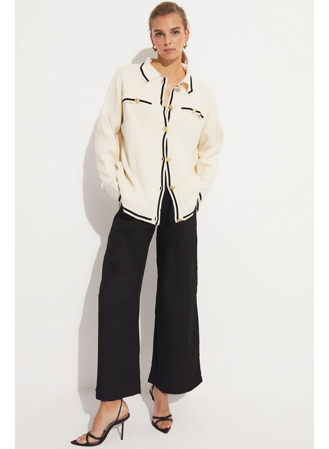 June Exclusive Button Detailed Knitted Cardigan Ecru - Image 5