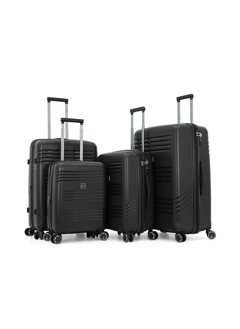 TITAN - Hardside Luggage Trolley Bag 4 Pieces Set,Black (S-20",M-24",L-28",XL-32") - Image 1