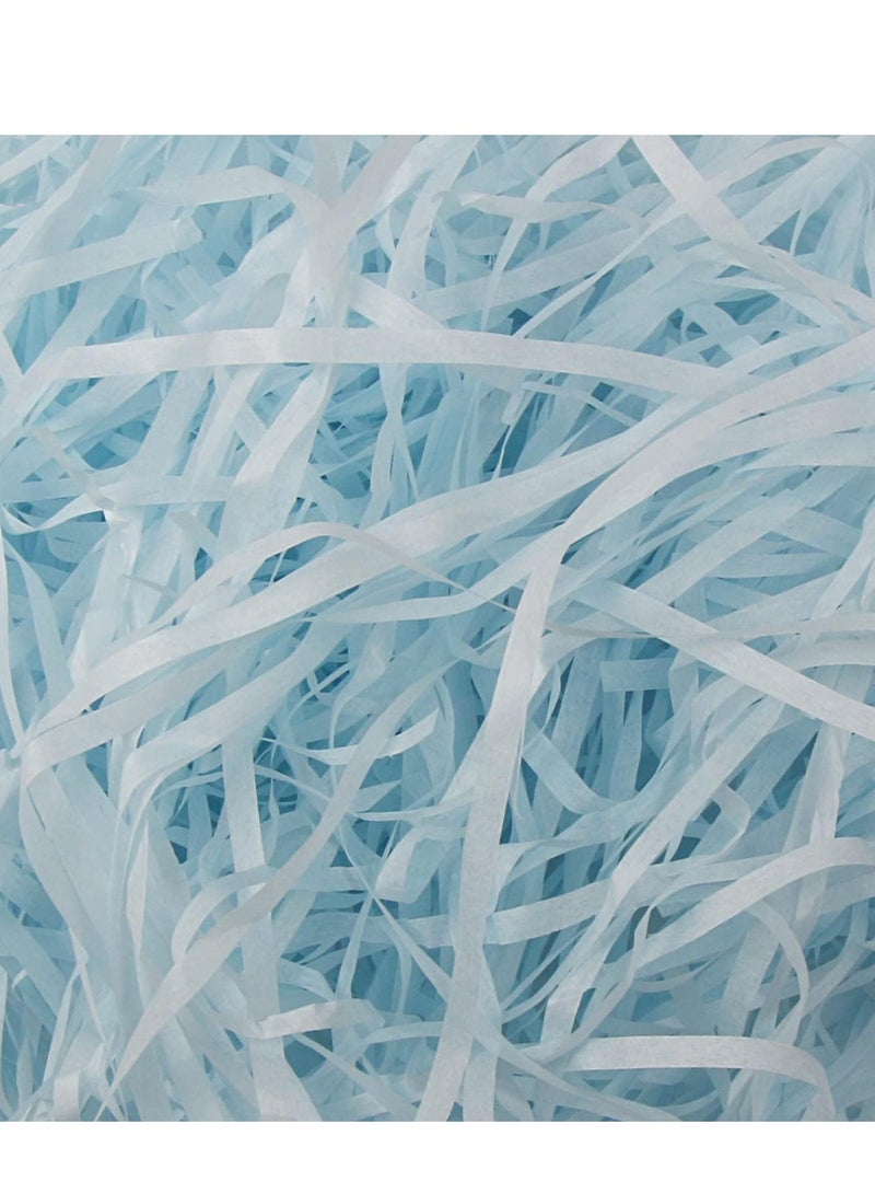 Home zone Raffia Paper Shreds Strands Eco friendly Shredded Crinkle Confetti Crinkle Cut Paper Filling Shredded Paper for Hamper Gift Box Filling (Light Blue)100 gram - Image 1