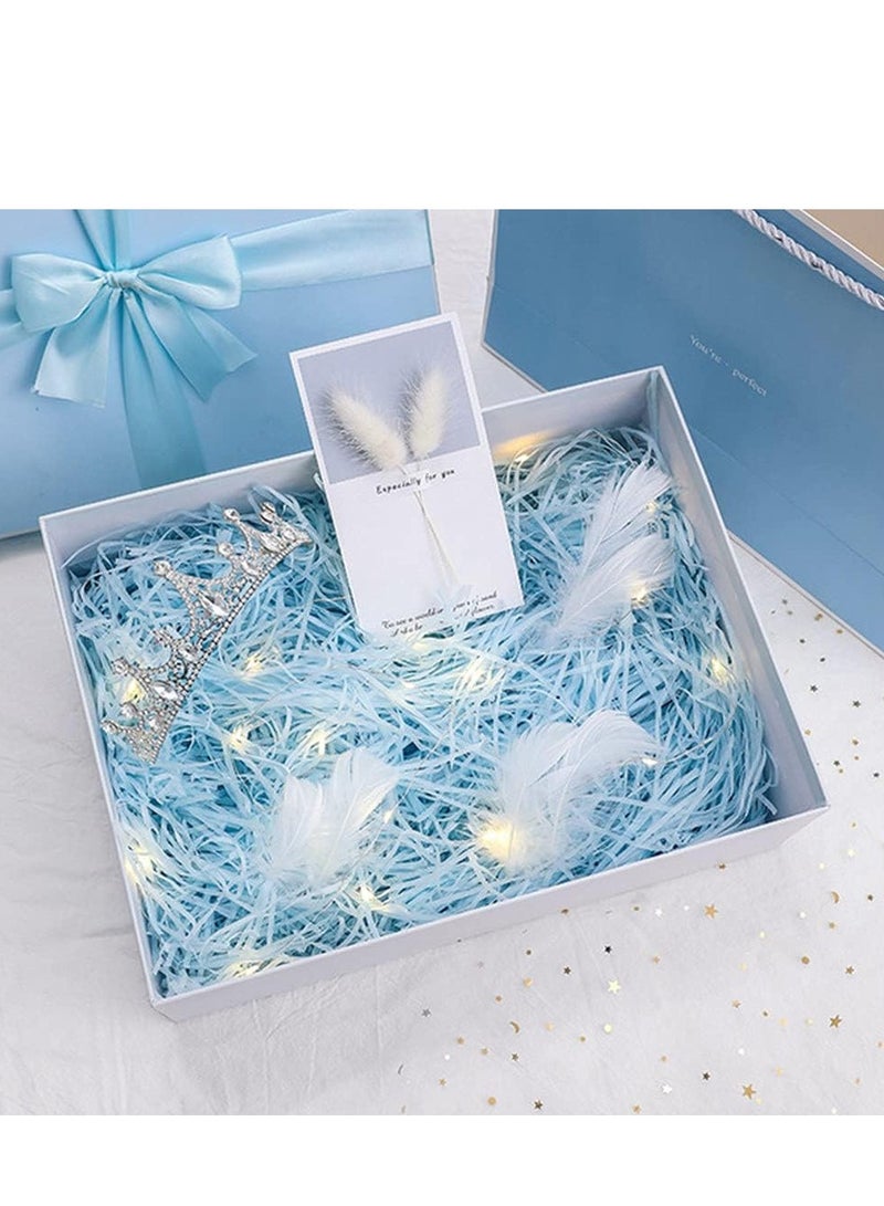 Home zone Raffia Paper Shreds Strands Eco friendly Shredded Crinkle Confetti Crinkle Cut Paper Filling Shredded Paper for Hamper Gift Box Filling (Light Blue)100 gram - Image 5