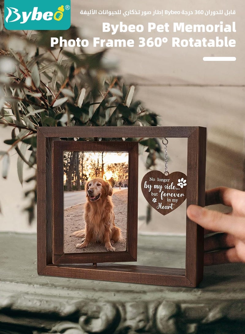 Bybeo Rotating Picture Frame, Memorial Photo Frame with Heart Shaped Pendant, Wooden Keepsake Frame for Baby, Kids, Couple and Pet, Double Sided Display Pictures - Image 5