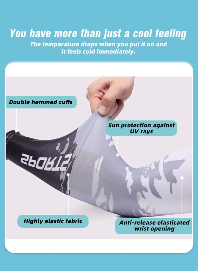 GROIC 2 Pairs UV Sun Protection Arm Sleeves Compression Cooling Sports Sleeve Anti Slip Ice Silk Arm Cover for Men Women Outdoor Sport Activities Supplies Cycling, Running Football 2 Color,L - Image 3