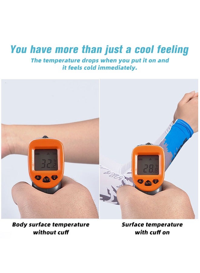 GROIC 2 Pairs UV Sun Protection Arm Sleeves Compression Cooling Sports Sleeve Anti Slip Ice Silk Arm Cover for Men Women Outdoor Sport Activities Supplies Cycling, Running Football 2 Color,L - Image 5