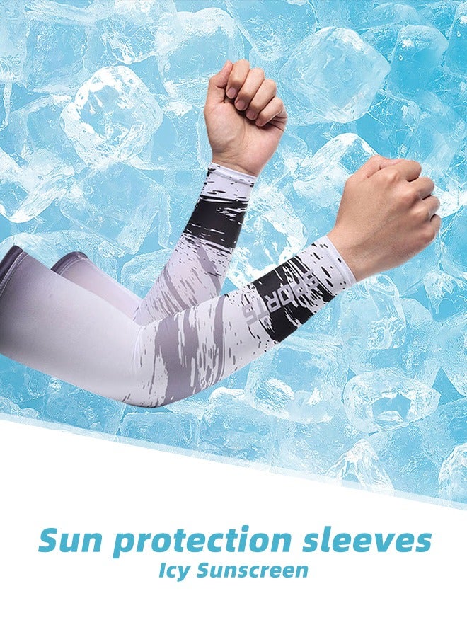 GROIC 2 Pairs UV Sun Protection Arm Sleeves Compression Cooling Sports Sleeve Anti Slip Ice Silk Arm Cover for Men Women Outdoor Sport Activities Supplies Cycling, Running Football 2 Color,L - Image 2