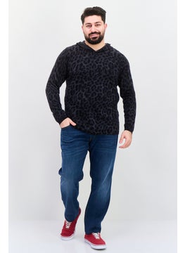 INC Men Cheetah Print, Long Sleeves Hooded Sweater, Deep Black  - Image 4