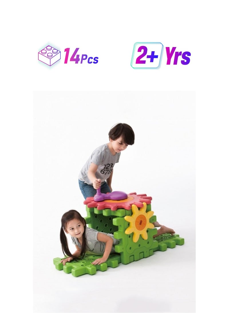 14PCS Kids Plastic Tactile Play Tiles Construction Building Block Toys  - Image 1