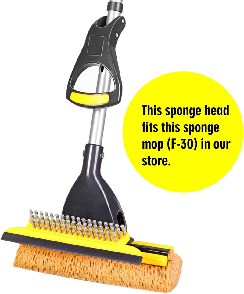 YOCADA Sponge Mop Replacement Refill Head Home Commercial Use Tile Floor Bathroom Garage Cleaning Easily Dry Wringing 2 PCS - Image 2