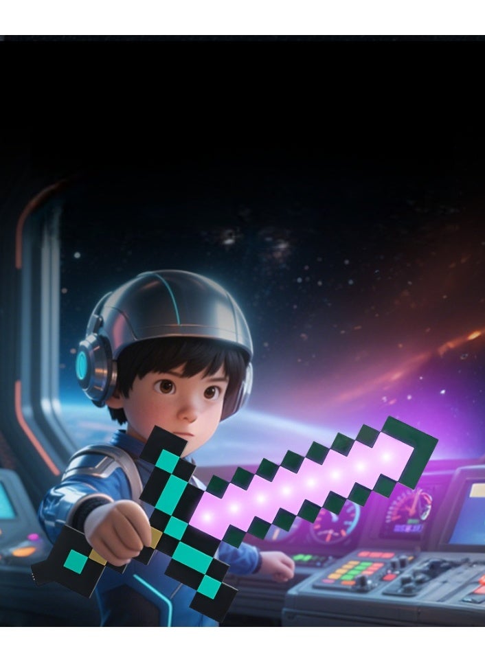 DF Minecraft Diamond Sword Night Light, 9-Color Changing Sword, Star Wars Force Laser Sword, Children's Boys' Lightsaber Toy - Image 3